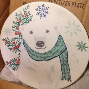 Alpine Glow 4 Four Appetizer Plates with Polar Bear Design